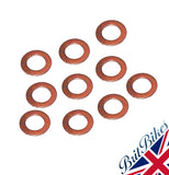 10x COPPER WASHER FOR ROCKER OIL FEED PIPE BSA A75 TRIUMPH T150 TRIDENT 70-1335