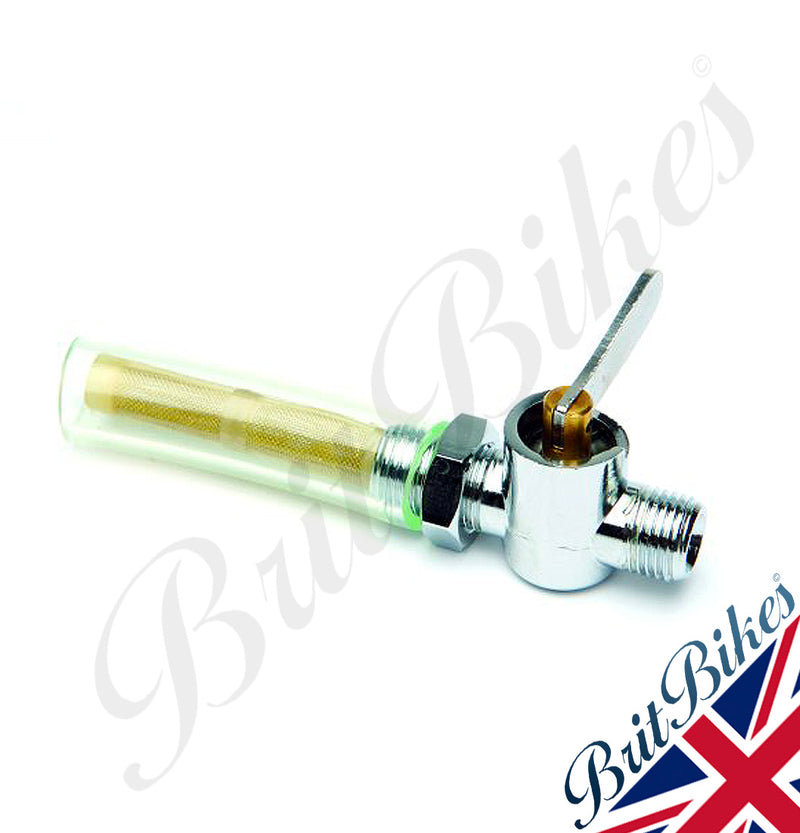 BSA NORTON TRIUMPH AJS MATCHLESS PETROL FUEL TAP CHROME 1/4" BSP 83-2800 03-3155