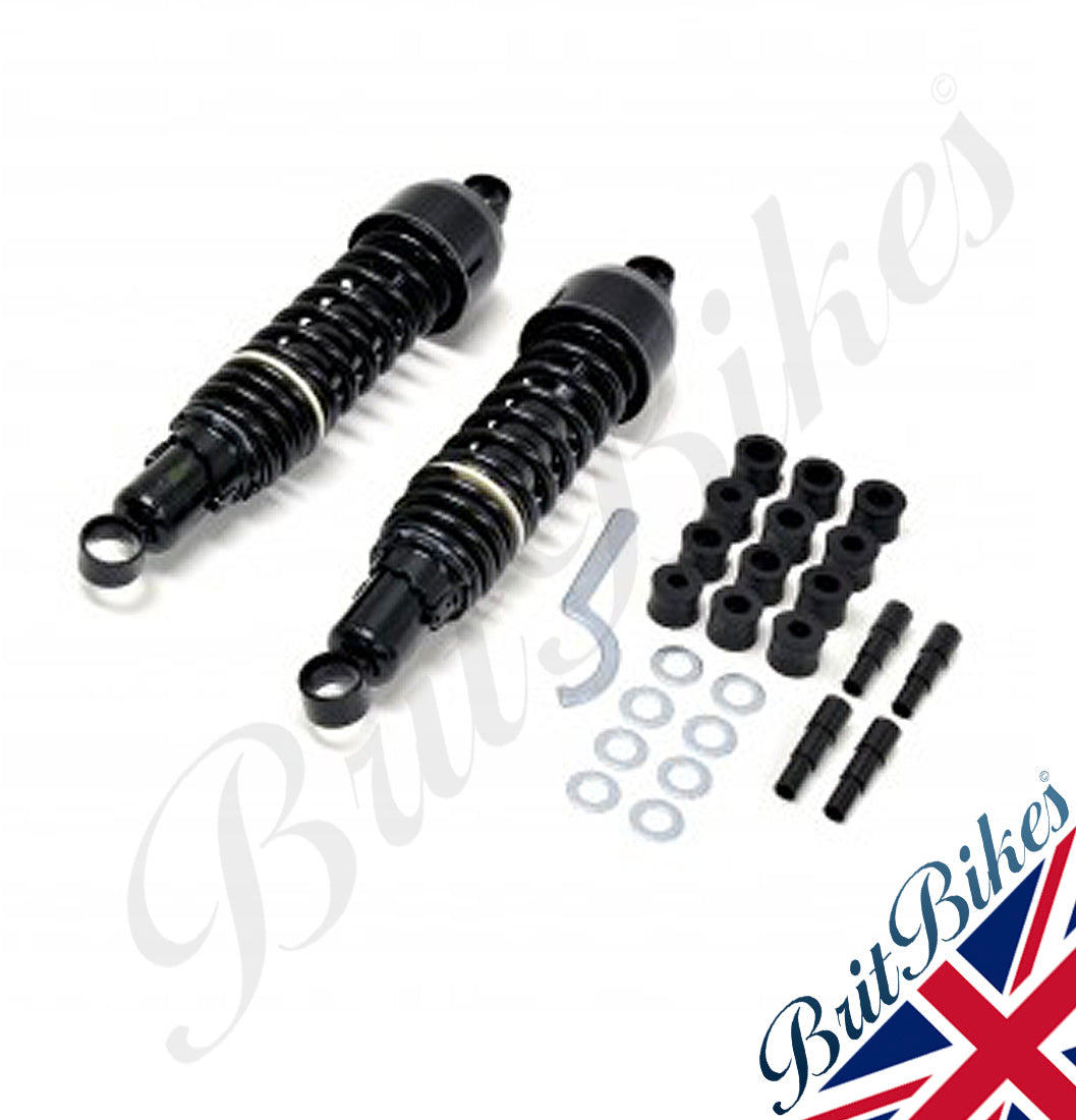 PAIR OF BLACK GLOSS TYPE 7 SHOCK ABSORBERS 325MM HONDA KAWASAKI SUZUKI YAMAHA