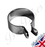 UNIVERSAL MOTORBIKE CHROME SILENCER TO EXHAUST PIPE CLIP 1 3/4''