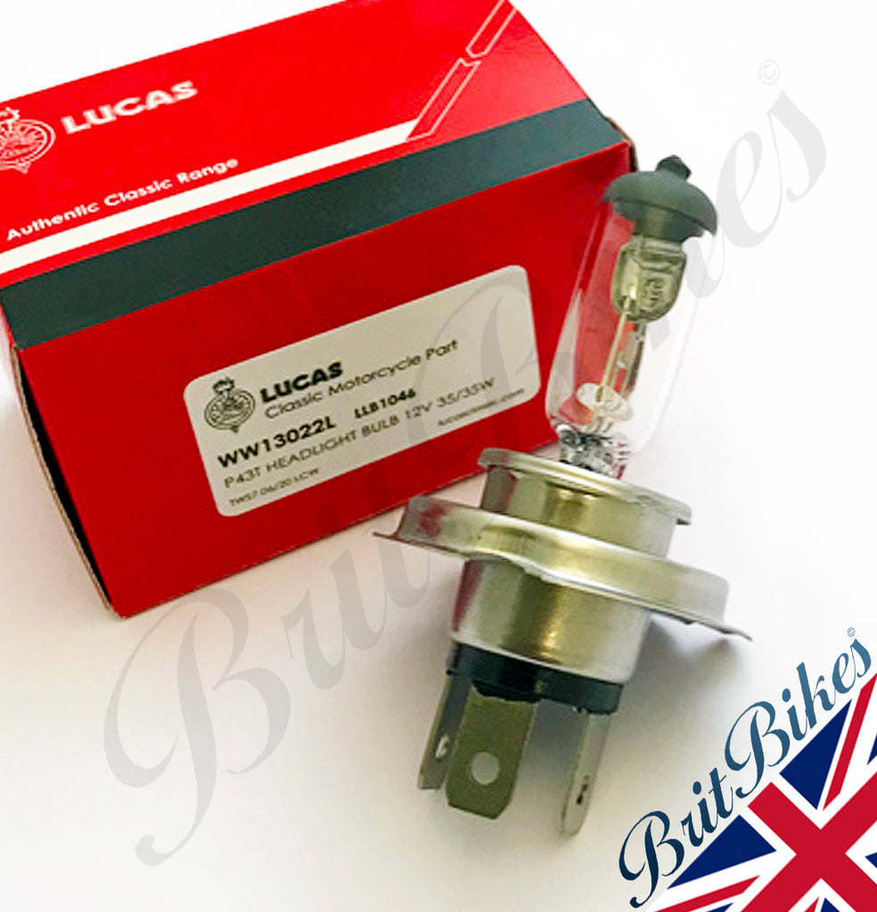 GENUINE LUCAS MOTORCYCLE HEADLAMP BULB 12V 35/35W P43T H4 FITTING - LL ...
