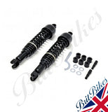 Pair of Black Gloss Type 4 Shock Absorbers 365mm, Eye/Clevis type. As fitted to many Classic Honda models.