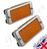 PAIR OF AMBER OIL COOLER REFLECTORS - TRIUMPH T150 T160 TRIDENT 19-1338 19-1119