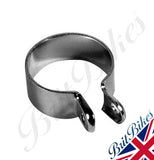 UNIVERSAL MOTORBIKE CHROME SILENCER TO EXHAUST PIPE CLIP 1-7/8"