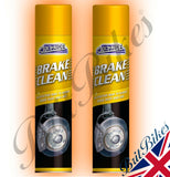 BRAKE CLEANER 250ml x2 AEROSOL CANS - DISC PADS DRUM CLUTCH - MOTORBIKE CAR VAN