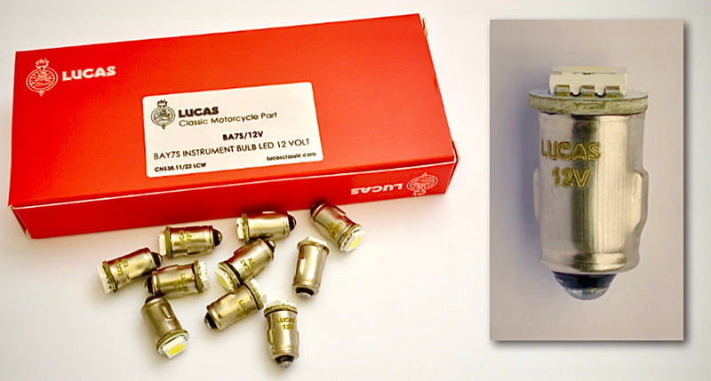GEN LUCAS CLASSIC MOTORCYCLE LED INSTRUMENT WARNING BULB 12V BA7S BSA TRIUMPH