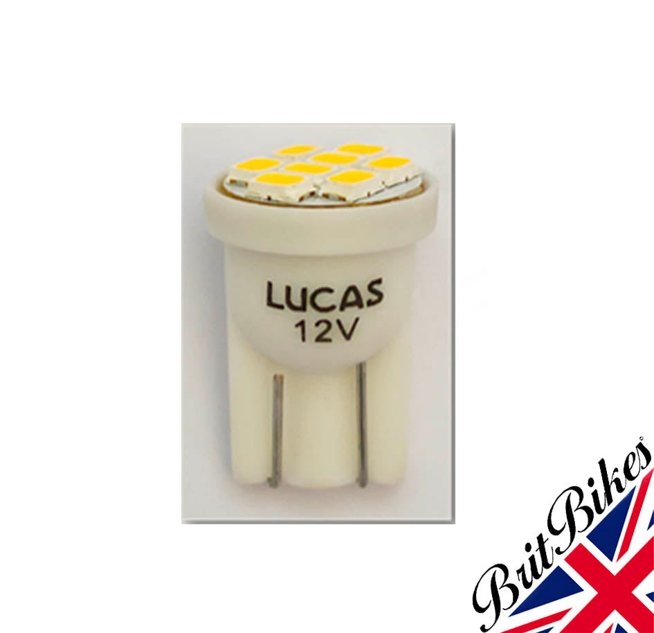 Cap Less Led Bulb GENUINE LUCAS CLASSIC CAR MOTORCYCLE LED BULB 12V T10 WEDGE CAPLESS WA ...