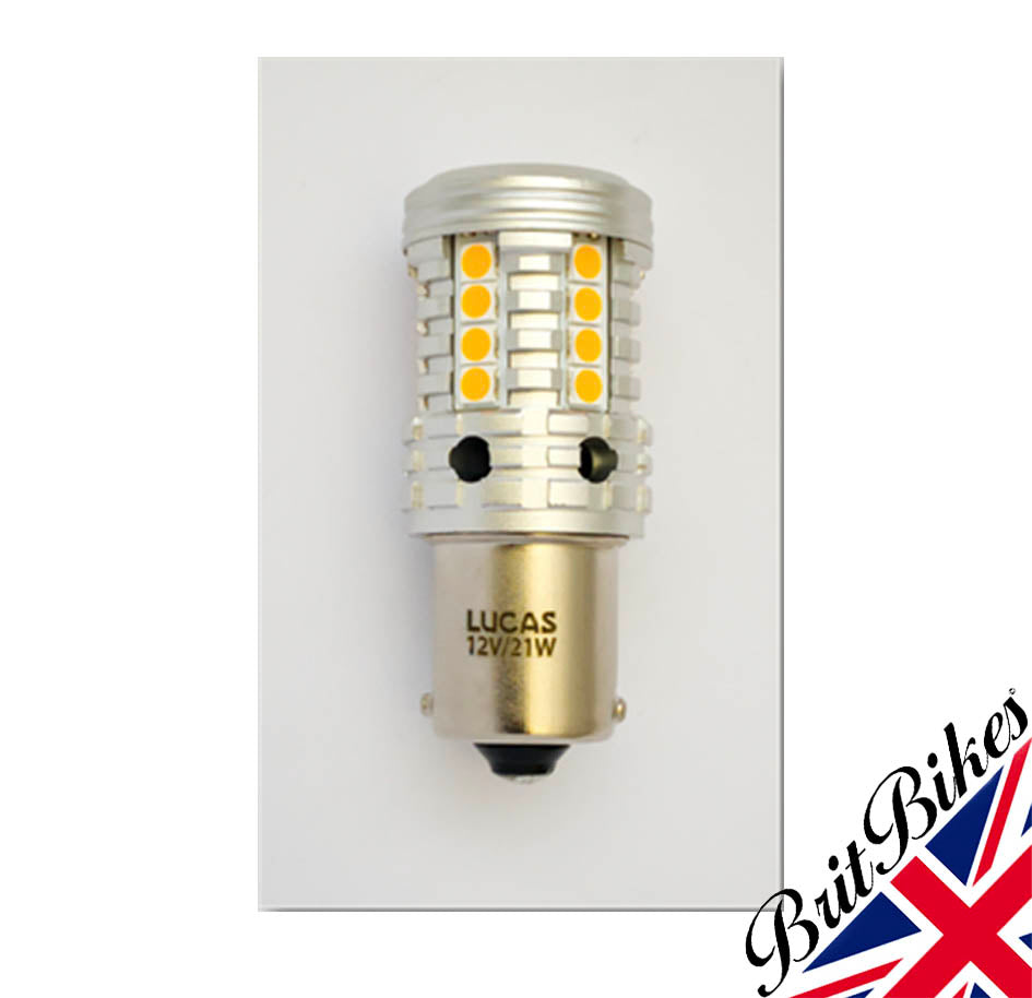GENUINE LUCAS MOTORCYCLE CAR AMBER LED TURN SIGNAL INDICATOR BULB 12V ...