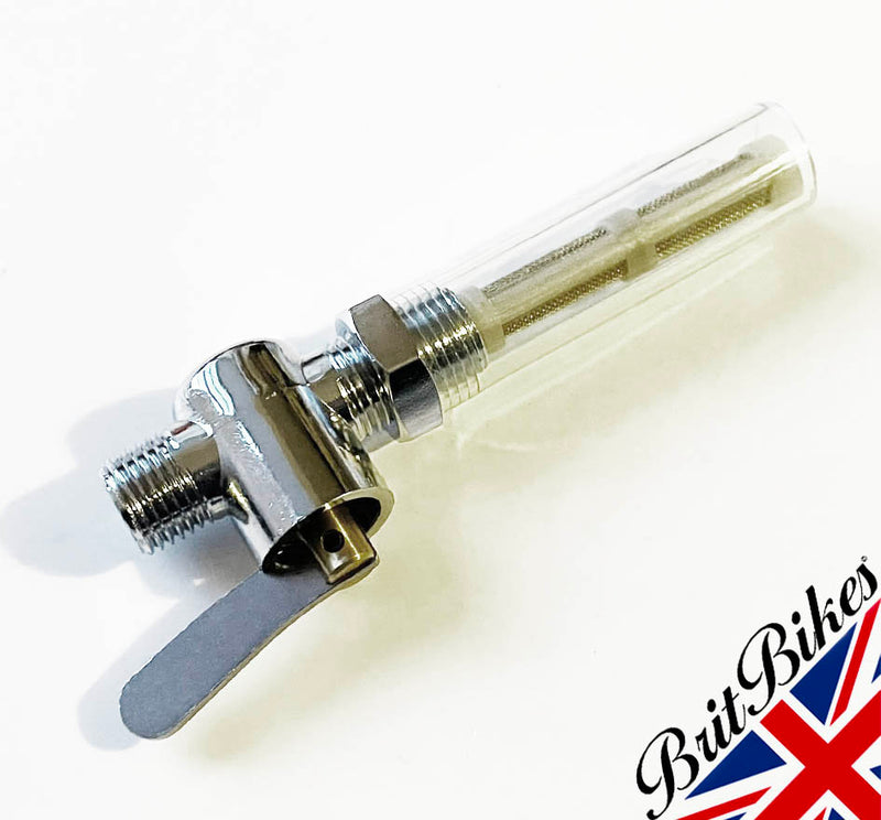 BSA NORTON TRIUMPH AJS MATCHLESS PETROL FUEL TAP CHROME 1/4" BSP 83-2800 03-3155