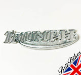 PAIR OF CHROME TANK BADGE TRIUMPH T140 BONNEVILLE TR7 TIGER - MADE IN UK 60-2569
