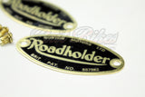 PAIR of NORTON ROADHOLDER FORK BADGES & FIXING RIVETS - 06-7908, 06-7114