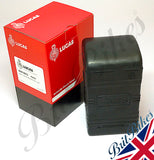 Genuine Lucas Battery Box (Small type :- B49-6) supplied with Black Top. Empty PUZ5D flexible rubber battery box.