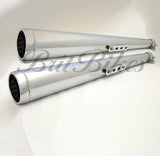 UNIVERSAL 26" CHROME 'DUNSTALL' STYLE REPLICA MOTORBIKE EXHAUST SILENCERS - PAIR