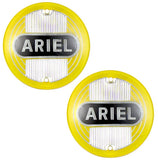 PAIR OF YELLOW ARIEL ROUND TANK BADGES - SINGLES, TWINS & 1000 SQUARE - 5004-56